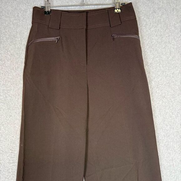 Vintage St. John Sport Women's Size 6 Brown Wide Flare Leg Dress Pants Trousers - Picture 2 of 12